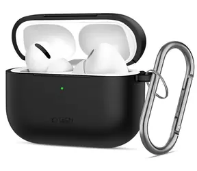 Tech-Protect Silicone Hook Case černá / Pouzdro / pro Apple AirPods Pro 3 / silikonové s karabinou
