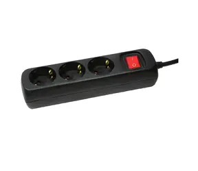 LogiLink prodlužovací přívod 3 zásuvky černá / Prodlužovací přívod / vypínač / 1,4 m / 3500 W