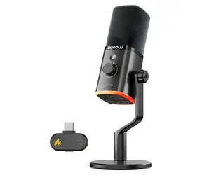 Maono PD100W černá / Dynamický mikrofon / USB-C / 2,4 GHz / 50 - 16000 Hz / RGB