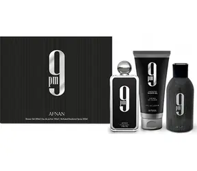 Afnan 21:00 / Dárková sada / Parfémovaná voda 100 ml / Sprchový gel 200 ml / Deospray 250 ml