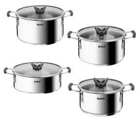 Tefal Opti Space G7378S55 / Sada nádobí / 8 dílů / nerez / 4x kastrol 16-24 cm / indukce