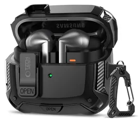 Tech-Protect Silicone Hook Case černá / Pouzdro / silikonové / s karabinou / pro Samsung Galaxy Buds 3, 3 FE a 3 Pro
