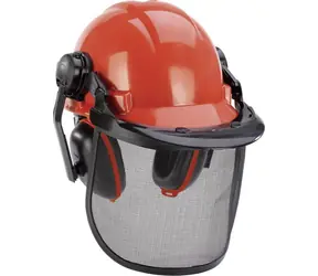 Einhell BG-SH 2 oranžová/černá / Lesnická ochranná helma / Ochrana sluchu / Obvod hlavy 52-66 cm