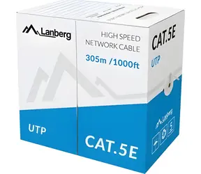 Lanberg UTP kabel Cat5e 305m drát modrý / Síťový kabel / CCA / 100 MHz / AWG24