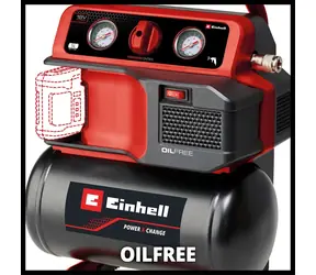 Einhell TE-AC 18/75 Li OF-Solo černá/červená / Aku kompresor / 18V / nádrž 5l / 8 bar / bez baterie a nabíječky