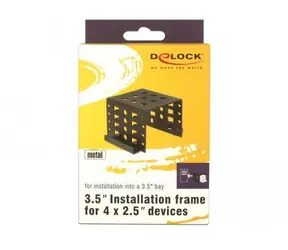 DeLock instalační rámeček 4x 2.5" do 3.5" černá / Rámeček pro HDD/SSD / Kov / Interní