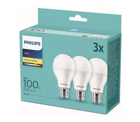 Philips LED žárovka E27 100W 2700K 3 ks / Žárovka / Teplá bílá / Třída E / O 65 mm