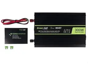 Green Cell INV07 / Měnič napětí / 12V na 230V / UPS / 300W/600W / čistý sinus