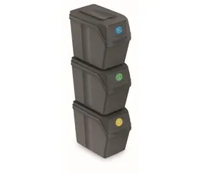 PROSPERPLAST SORTIBOX 3 x 20 l šedý kámen / Odpadkový koš / Plast / 23,2 x 39,5 x 33,3 cm