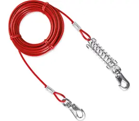 Trixie Bezpečnostní lano na výběh 8 m červené / Vodítko / Kov, plast / Do 50 kg