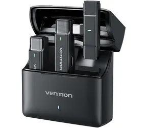 Vention NCAB0 černá / Bezdrátový mikrofon / 2 ks + pouzdro / 2,4 GHz / redukce šumu / USB-C