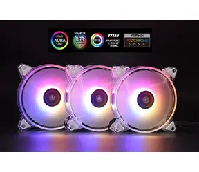 1stCOOL AURA EVO Crystal bílá / Sada ventilátorů / 120mm / ARGB / 3ks / řadič