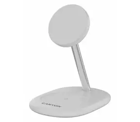 CANYON OnCharge 205 bílá / Bezdrátová nabíječka / pro 2 zařízení současně / 30W adaptér / USB-C kabel 1m