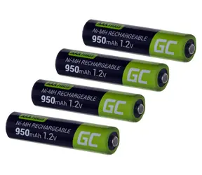 Green Cell HR03 4x AAA 950mAh zelená/černá / Nabíjecí baterie / NiMH / 1,2 V