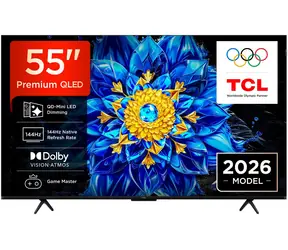 55" TCL 55P8L černá / Televize / QLED / Mini LED / 4K UHD / 144Hz / Google TV
