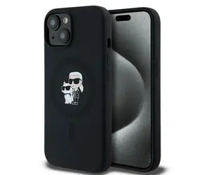 Karl Lagerfeld Silicone Karl & Choupette MagSafe černá / Zadní kryt / iPhone 15 Plus, 14 Plus