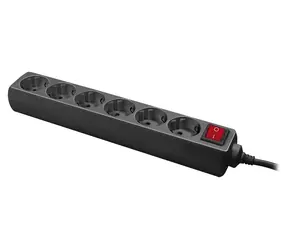 LogiLink LPS202B černá / Zásuvkový blok / 6 zásuvek / 3500 W / 1,4 m / vypínač