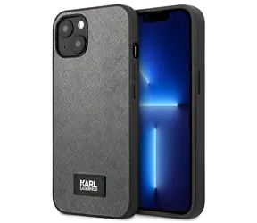 Karl Lagerfeld Saffiano Plaque stříbrná / Kryt / Apple iPhone 13 mini