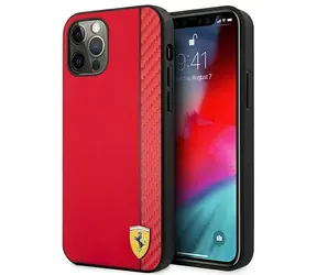 Ferrari FESAXHCP12LRE červená / Kryt pro iPhone 12 Pro Max / Hardcase / On Track Carbon Stripe