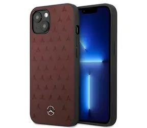 Mercedes Leather Stars Pattern iPhone 13 mini červená / Zadní kryt na telefon / kožený design s hvězdami