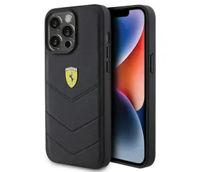 Ferrari Quilted Metal Logo černá / Zadní kryt / Apple iPhone 15 Pro Max