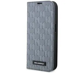 Karl Lagerfeld KLBKP14LSAKLHPG stříbrná / Pouzdro / Apple iPhone 14 Pro / typu kniha / Saffiano Monogram