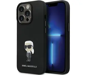 Karl Lagerfeld Silicone Ikonik Metal Pin černá / Zadní kryt / iPhone 14 Pro Max