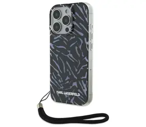 Karl Lagerfeld Zebra With Cord fialová / Kryt / Se šňůrkou / Zebří vzor / Apple iPhone 16 Pro Max