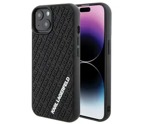 Karl Lagerfeld 3D Rubber Multi Logo černá / Kryt pro Apple iPhone 15 / gumový 3D design