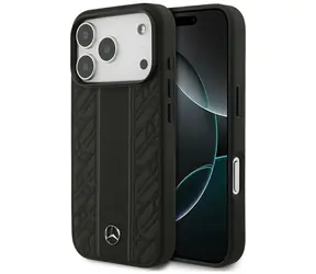 Mercedes Leather Laurel Leaves Stripes iPhone 17 Pro černá / Kryt / MagSafe