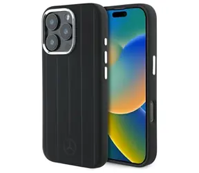 Mercedes Silicone Stripes MagSafe iPhone 16 Pro Max černá / Zadní kryt / Silikon / MagSafe