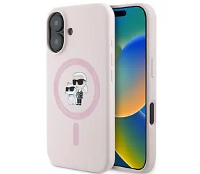 Karl Lagerfeld Zadní kryt Karl&Choupette Heads Ring MagSafe růžová / Zadní kryt / Apple iPhone 16 Plus / silikon