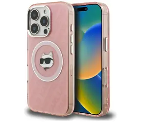 Karl Lagerfeld IML Choupette Head Logo růžová / Pouzdro / MagSafe / Apple iPhone 16 Pro