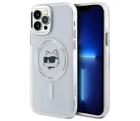 Karl Lagerfeld IML Choupette Head Metal bílá / Zadní kryt / Apple iPhone 12 / MagSafe
