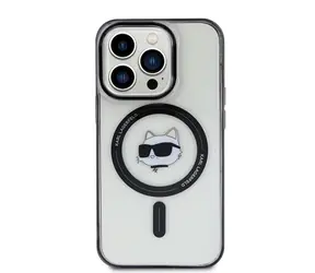 Karl Lagerfeld IML Choupette Head MagSafe čirá / Zadní kryt pro iPhone 15 Pro / MagSafe / IML potisk