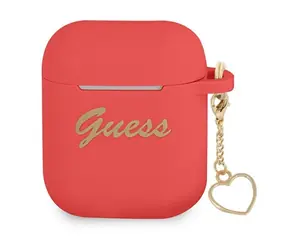 Guess Charm Heart Collection červená / Pouzdro / Silikonové / pro Apple AirPods
