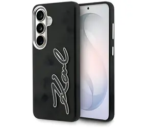 Karl Lagerfeld Grained Signature Metal Resin Logo černá / Zadní kryt / Samsung Galaxy S26
