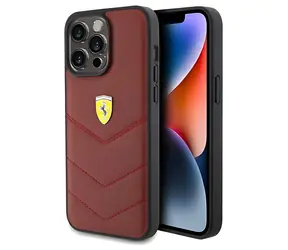 Ferrari Leather Stitched Lines červená / Zadní kryt / pro Apple iPhone 15 Pro Max