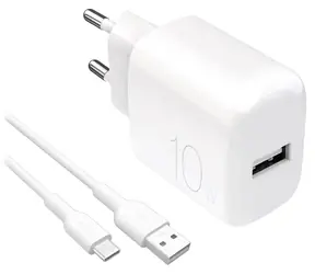 Puro PROLITE bílá / Sada nabíječky a kabelu / USB-A 10W / USB-A - USB-C / 1,2 m