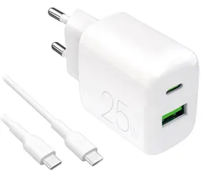 Puro PRO LITE bílá / Nabíjecí sada / USB-A + USB-C / 25 W / kabel USB-C - USB-C 1,2 m