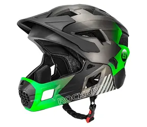 ROCKBROS Dětská cyklistická helma TS-61 zelená / Velikost M (54–57 cm) / Snímatelná brada