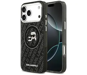 Karl Lagerfeld IML Glitter Karl & Choupette Heads Logo MagSafe černá / Zadní kryt / pro iPhone 17 Pro Max