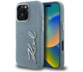 Karl Lagerfeld FW Jeans Signature Logo modrá / Zadní kryt / pro Apple iPhone 16 Pro Max
