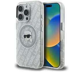 Karl Lagerfeld IML Karl Head Logo šedá / Kryt / iPhone 16 Pro Max / MagSafe