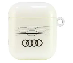 Audi IML Geometric Pattern bílá / Pouzdro pro Apple AirPods 1 & 2 / Geometrický vzor