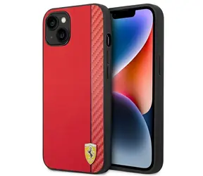 Ferrari Hard Case Carbon červená / Zadní kryt / pro Apple iPhone 14 Plus
