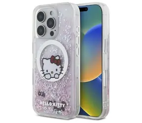 Hello Kitty Liquid Glitter Sweet Kitty Bows iPhone 16 Pro bílá / Ochranný kryt / MagSafe