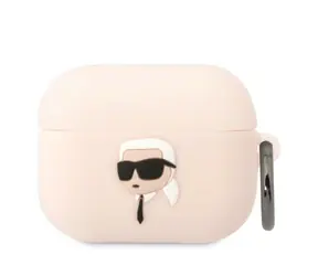 Karl Lagerfeld Karl Head 3D růžové / Pouzdro pro Apple AirPods Pro / silikonové