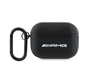Mercedes-AMG AMAP2SLWK černá, bílé logo / Kožené pouzdro / pro Apple AirPods Pro 2 (2022/2023)