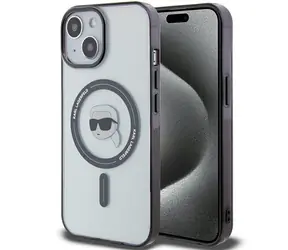 Karl Lagerfeld IML Karl's Head čirá / Zadní kryt / pro iPhone 15 / MagSafe